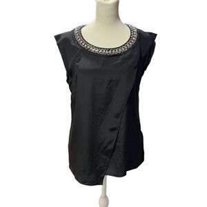 Rebecca Taylor Black Embellished Blouse, 4, EUC